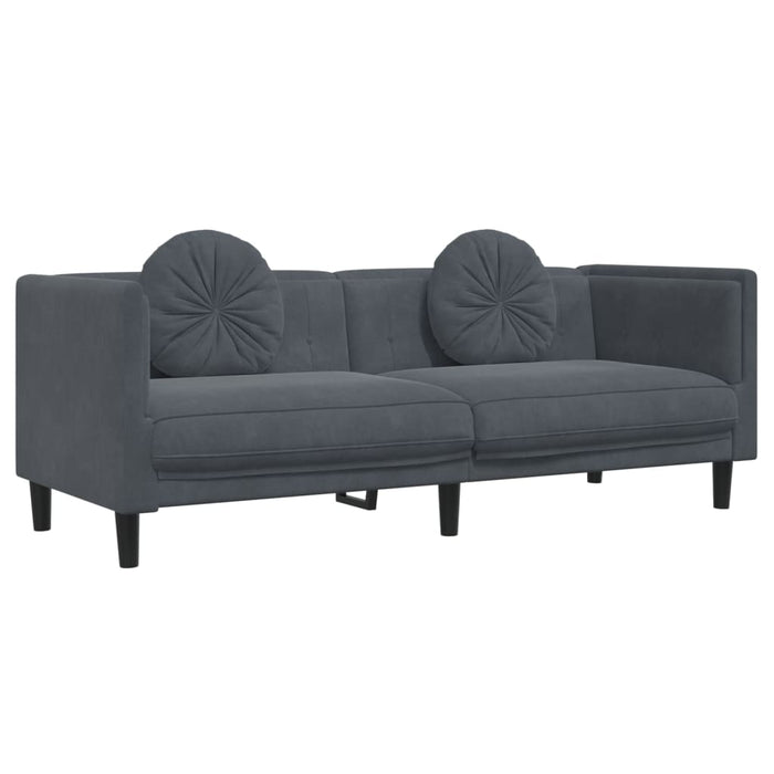 2 Piece Sofa Set With Pillows Dark Grey Velvet Txbkxpn