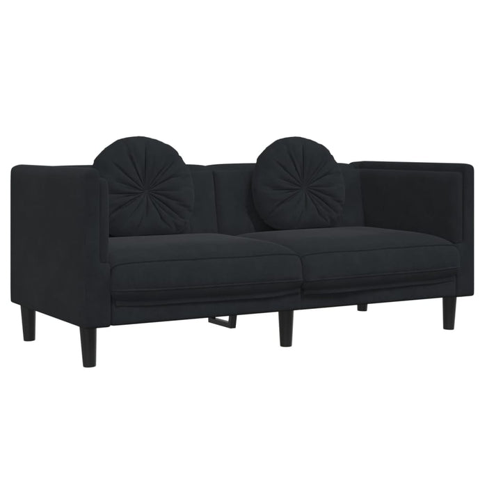 2 Piece Sofa Set With Pillows Black Velvet Txbkxlx