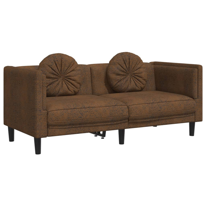 2 Piece Sofa Set With Pillows Brown Velvet Txbkxll