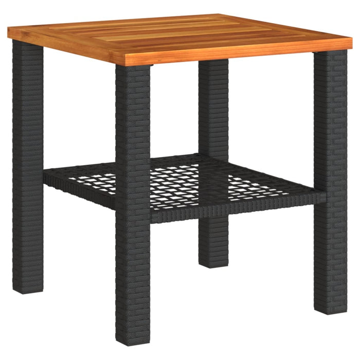 Garden Table Black 40X40X42 Cm Poly Rattan Acacia Wood Tllxlt