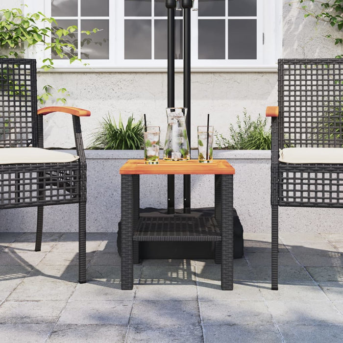 Garden Table Black 40X40X42 Cm Poly Rattan Acacia Wood Tllxlt