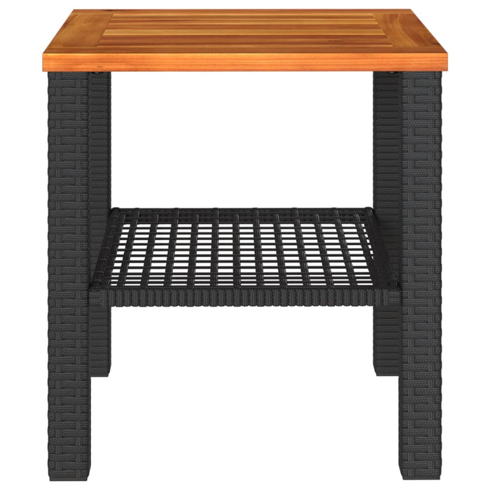 Garden Table Black 40X40X42 Cm Poly Rattan Acacia Wood Tllxlt