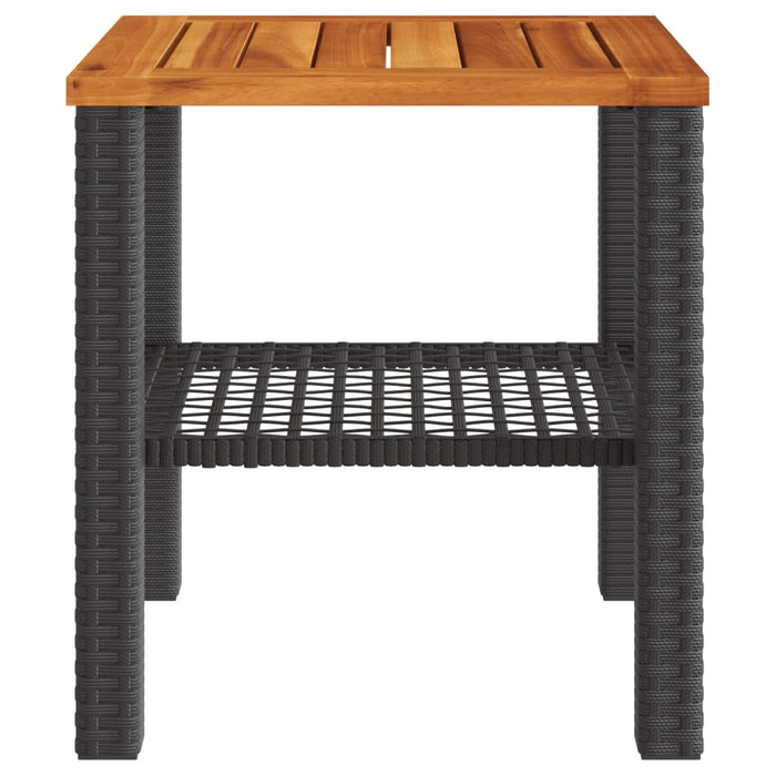 Garden Table Black 40X40X42 Cm Poly Rattan Acacia Wood Tllxlt