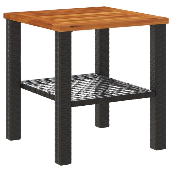 Garden Table Black 40X40X42 Cm Poly Rattan Acacia Wood Tllxlt