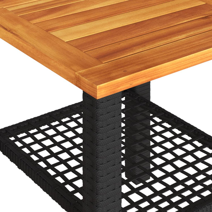 Garden Table Black 40X40X42 Cm Poly Rattan Acacia Wood Tllxlt