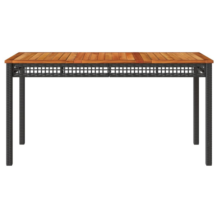 Garden Table Black 140X80X75 Cm Poly Rattan Acacia Wood Tllxil