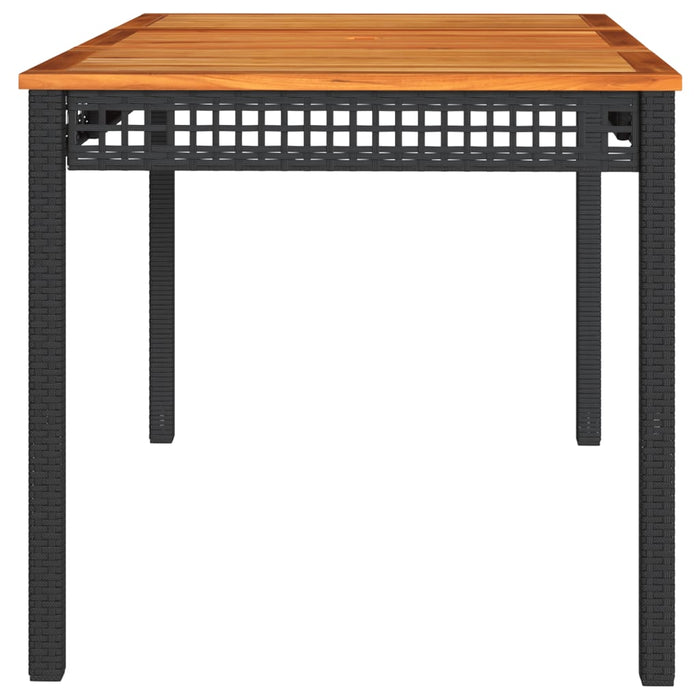 Garden Table Black 140X80X75 Cm Poly Rattan Acacia Wood Tllxil