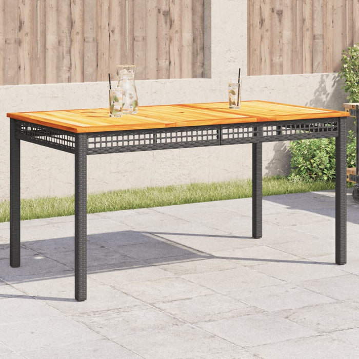 Garden Table Black 140X80X75 Cm Poly Rattan Acacia Wood Tllxil