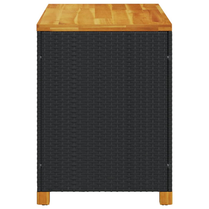 Garden Storage Box Black 110X55X63 Cm Poly Rattan Acacia Wood Tllxnp