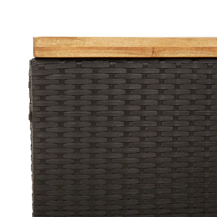 Garden Storage Box Black 110X55X63 Cm Poly Rattan Acacia Wood Tllxnp