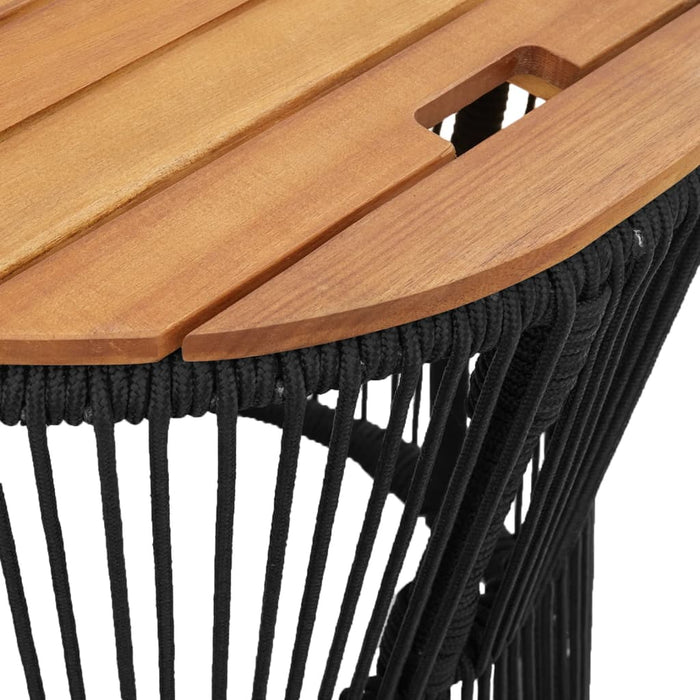 Garden Side Tables 2 Pcs With Wooden Top Black Poly Rattan Tllxko