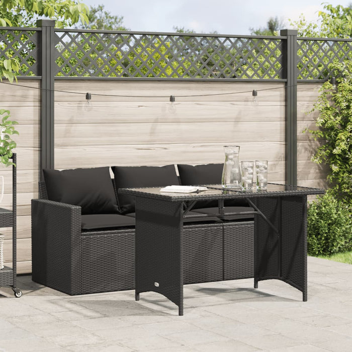 2 Piece Garden Dining Set With Cushions Black Poly Rattan Tlltxk