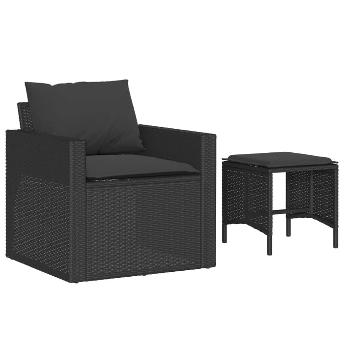 4 Piece Garden Sofa Set With Cushions Black Poly Rattan Tlltpk