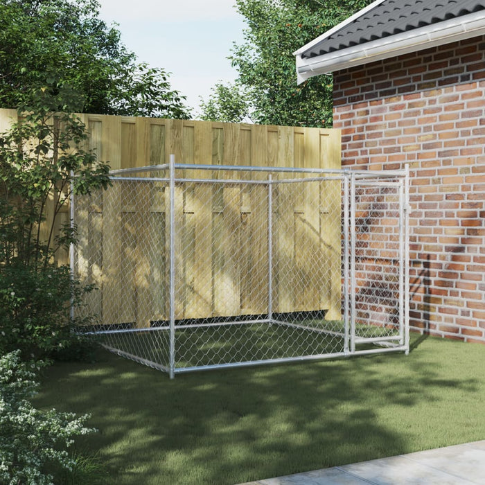 Dog Cage With Door Grey 2X2X1.5 M Galvanised Steel Oixplx