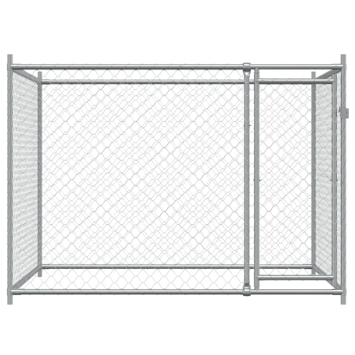 Dog Cage With Door Grey 2X2X1.5 M Galvanised Steel Oixplx