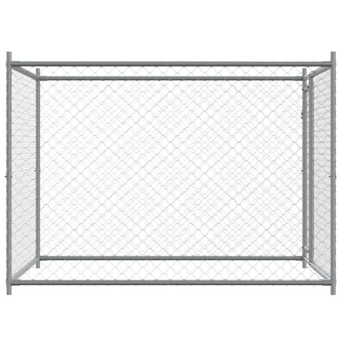 Dog Cage With Door Grey 2X2X1.5 M Galvanised Steel Oixplx