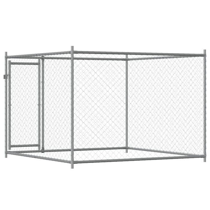 Dog Cage With Door Grey 2X2X1.5 M Galvanised Steel Oixplx