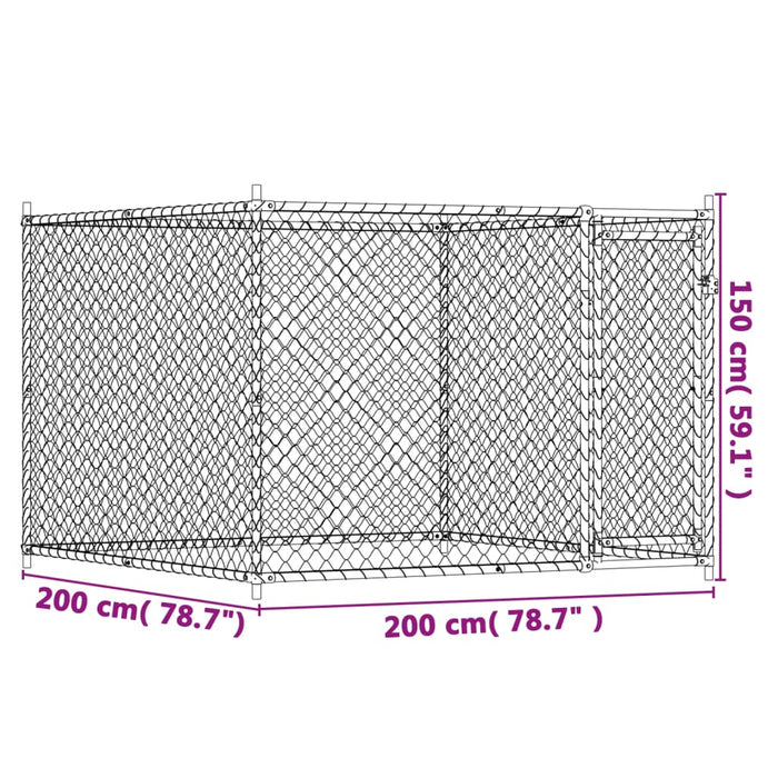 Dog Cage With Door Grey 2X2X1.5 M Galvanised Steel Oixplx