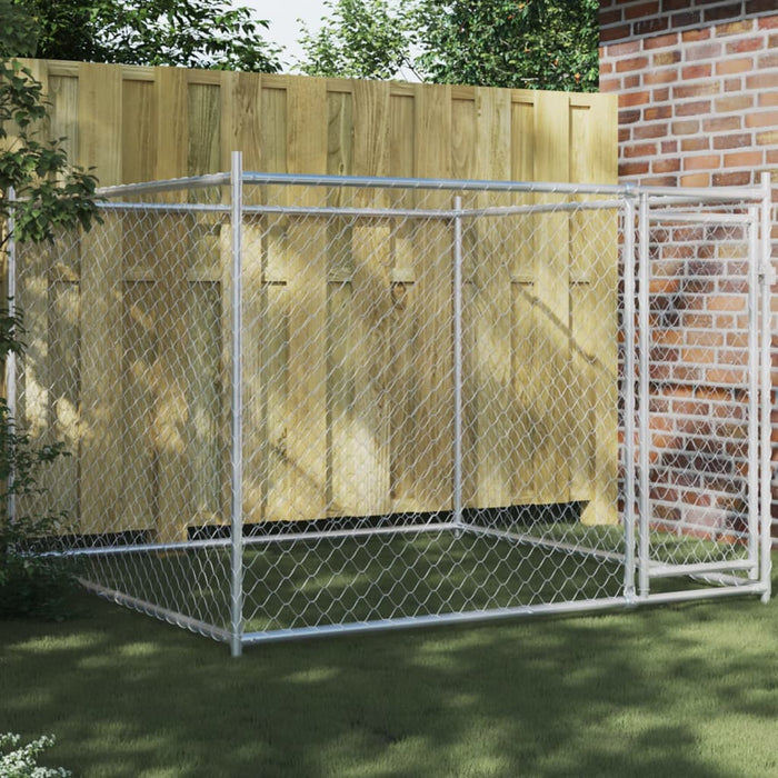 Dog Cage With Door Grey 2X2X1.5 M Galvanised Steel Oixplx