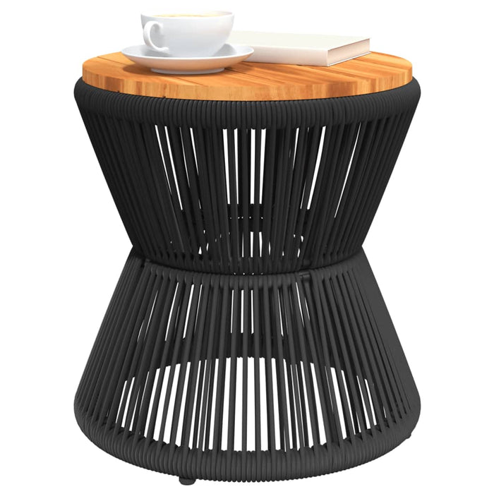 Coffee Table With Wire Base Black Ø 45X44 Cm Solid Wood Acacia Tlplti