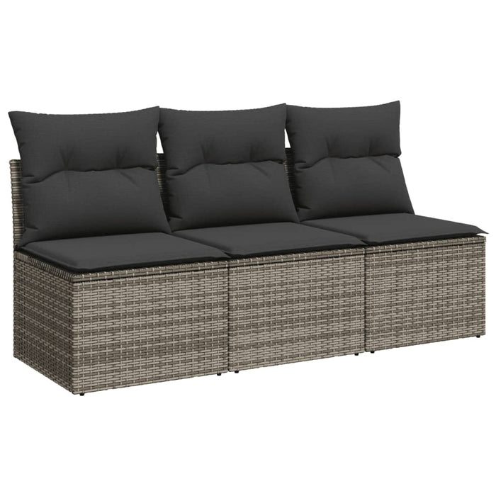 Garden Sofa With Cushions 3-Seater Grey Poly Rattan Tllotk