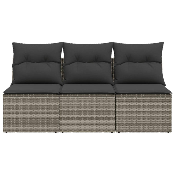 Garden Sofa With Cushions 3-Seater Grey Poly Rattan Tllotk