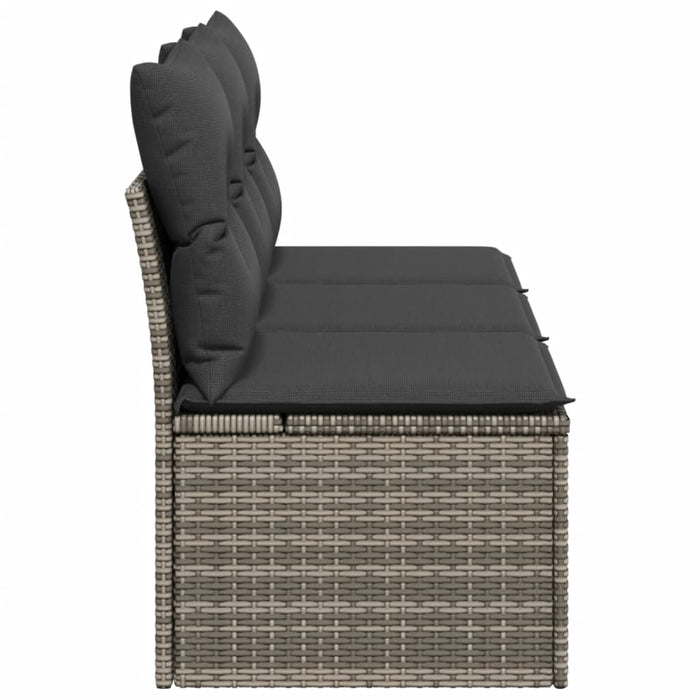 Garden Sofa With Cushions 3-Seater Grey Poly Rattan Tllotk