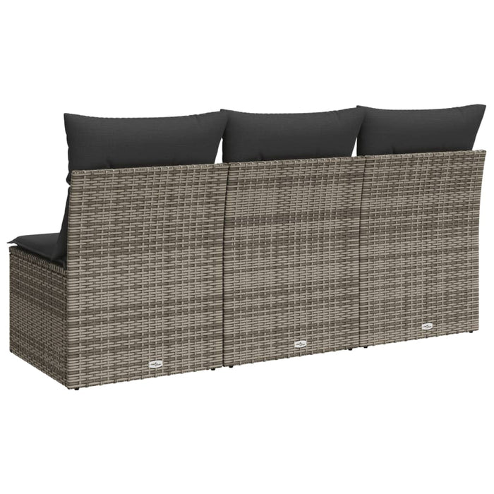 Garden Sofa With Cushions 3-Seater Grey Poly Rattan Tllotk