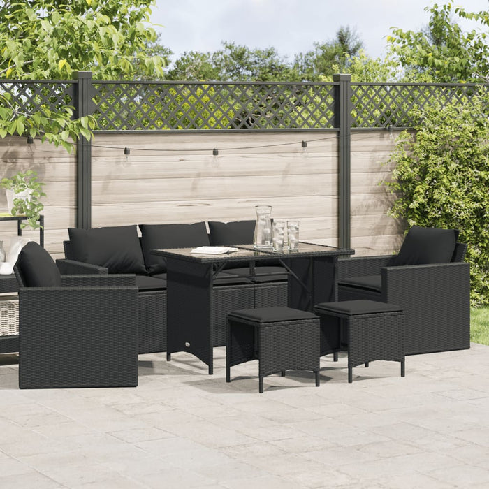 6 Piece Garden Sofa Set With Cushions Black Poly Rattan Txotpak