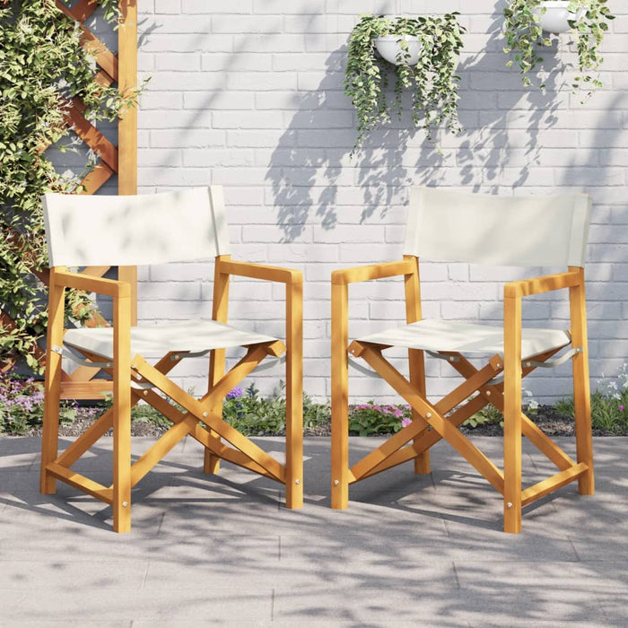 Folding Garden Chairs 2 Pcs Cream White Fabric Tlpnti