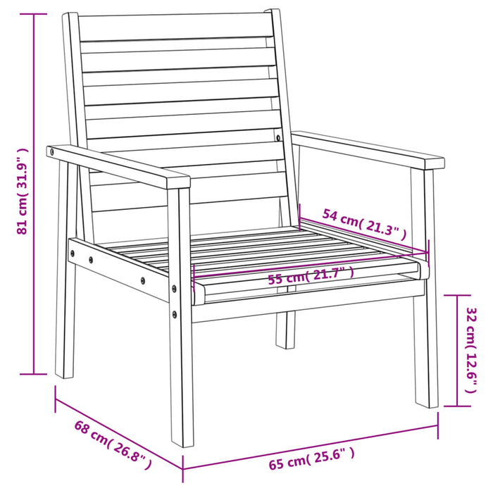 Garden Sofa Chair 2Pcs Solid Wood Acacia Tlltia