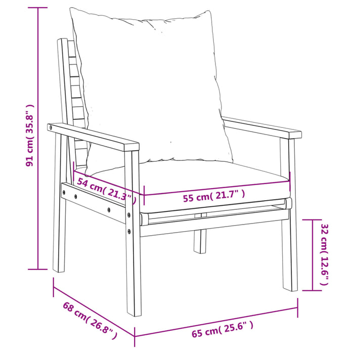 Garden Sofa Chair 2Pcs With Cushion Solid Wood Acacia Tlltil