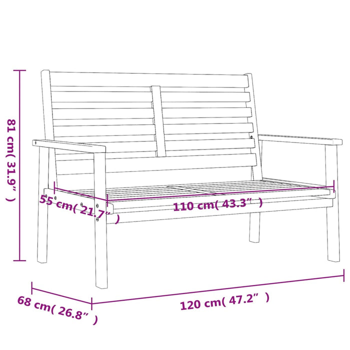 Garden Sofa Bench 120 Cm Solid Wood Acacia Tlltii