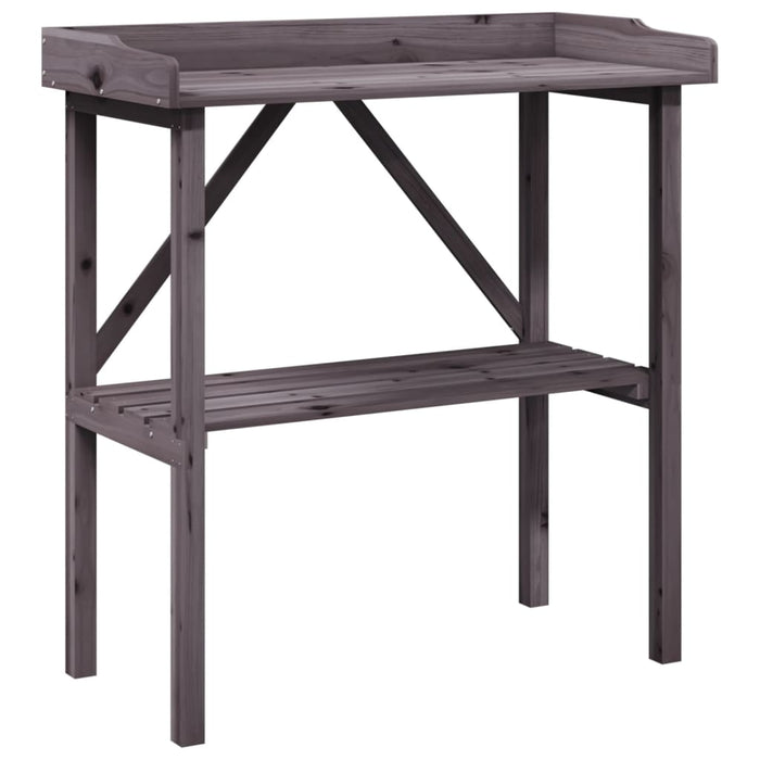 Plant Table With Shelf Grey 78X38X82.5 Cm Solid Wood Fir Opltpo