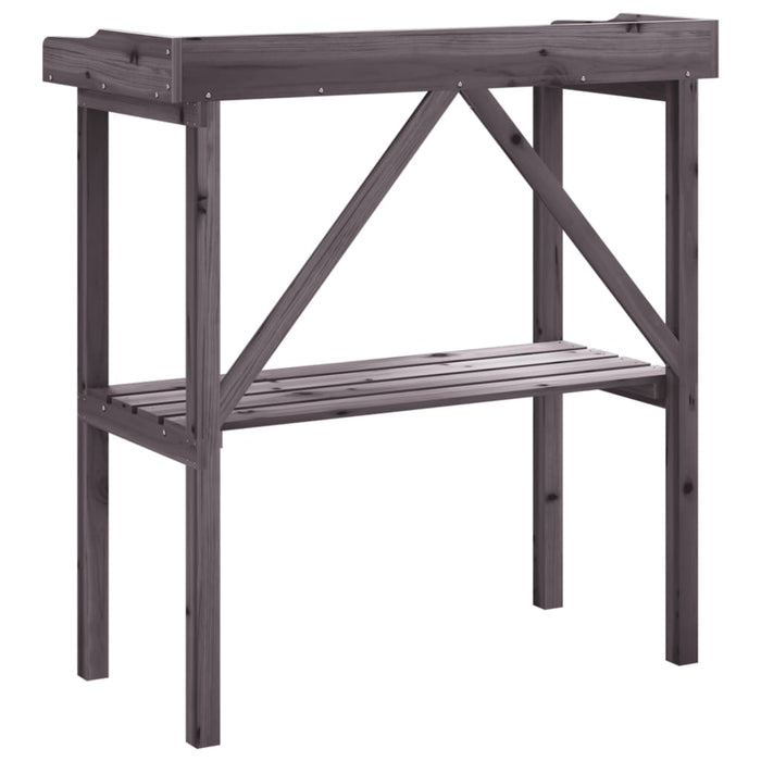 Plant Table With Shelf Grey 78X38X82.5 Cm Solid Wood Fir Opltpo