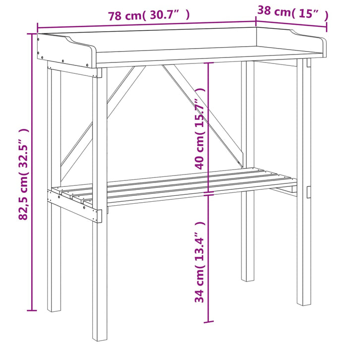 Plant Table With Shelf Grey 78X38X82.5 Cm Solid Wood Fir Opltpo