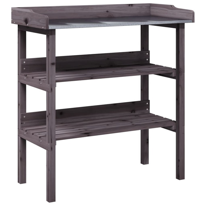 Plant Table With Shelves Grey 78X38X82.5 Cm Solid Wood Fir Opltpa