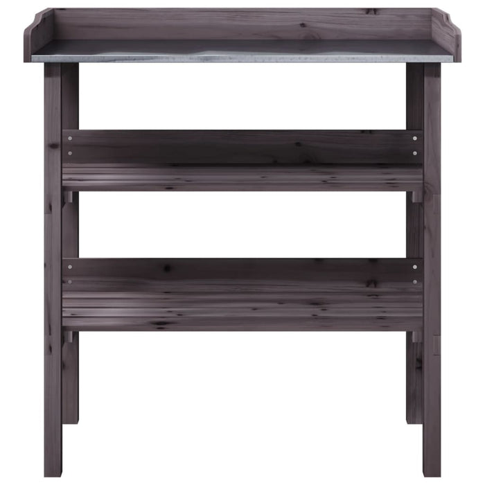 Plant Table With Shelves Grey 78X38X82.5 Cm Solid Wood Fir Opltpa