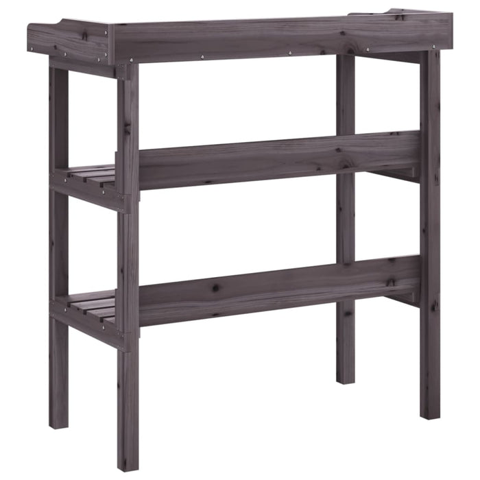 Plant Table With Shelves Grey 78X38X82.5 Cm Solid Wood Fir Opltpa