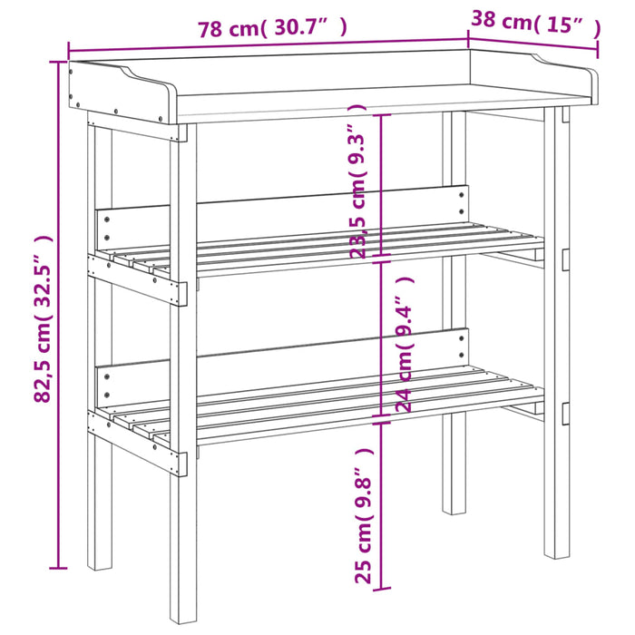 Plant Table With Shelves Grey 78X38X82.5 Cm Solid Wood Fir Opltpa