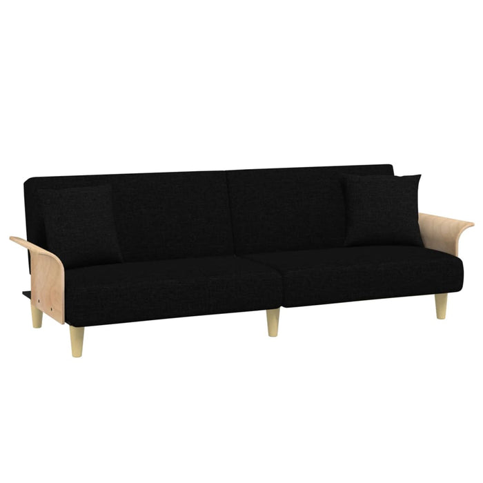 2-Seater Sofa Bed With Pillows And Footstool Black Velvet Txolxoi