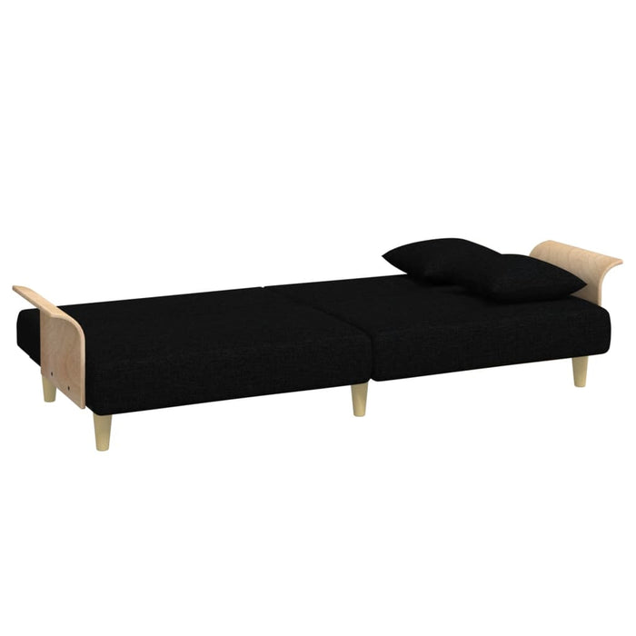 2-Seater Sofa Bed With Pillows And Footstool Black Velvet Txolxoi