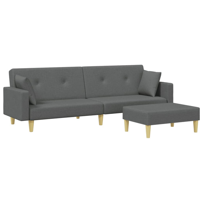 2-Seater Sofa Bed With Footstool Dark Grey Fabric Txolxao