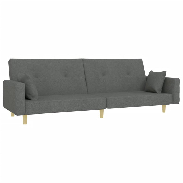 2-Seater Sofa Bed With Footstool Dark Grey Fabric Txolxao