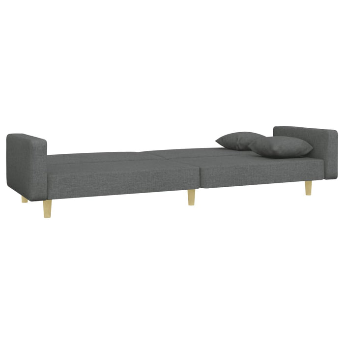 2-Seater Sofa Bed With Footstool Dark Grey Fabric Txolxao