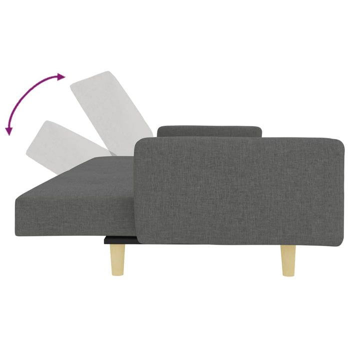 2-Seater Sofa Bed With Footstool Dark Grey Fabric Txolxao