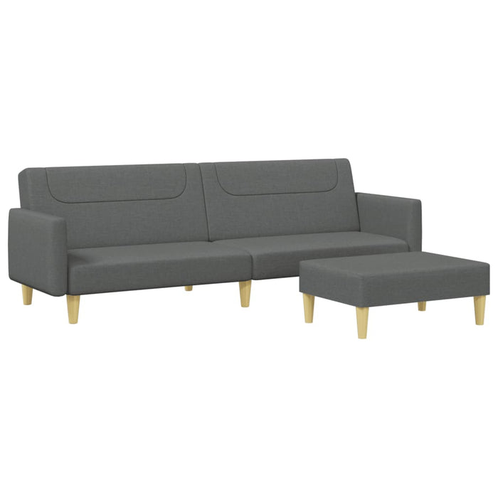 2-Seater Sofa Bed With Footstool Dark Grey Fabric Txolxaa