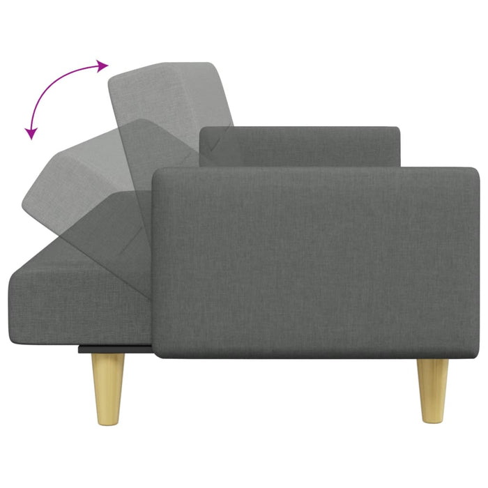 2-Seater Sofa Bed With Footstool Dark Grey Fabric Txolxaa