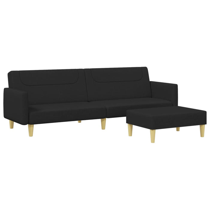 2-Seater Sofa Bed With Footstool Black Fabric Txolxap