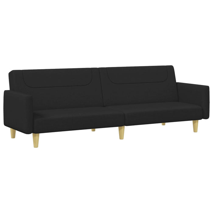 2-Seater Sofa Bed With Footstool Black Fabric Txolxap